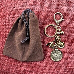 New LOCK MY HEART Bag Charm Gold Tone